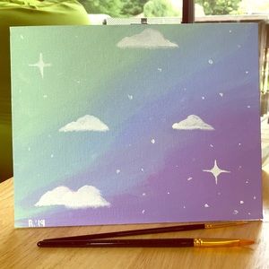 Partly cloudy pastel painting ☁️💕💚💜🎨